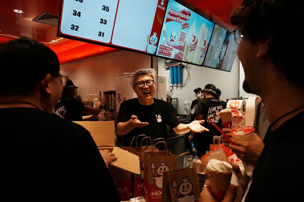 Chinese ice cream and beverage chain Mixue opened its first Brazilian store in Sao Paulo, on April 11, 2026. Photo: Reuters