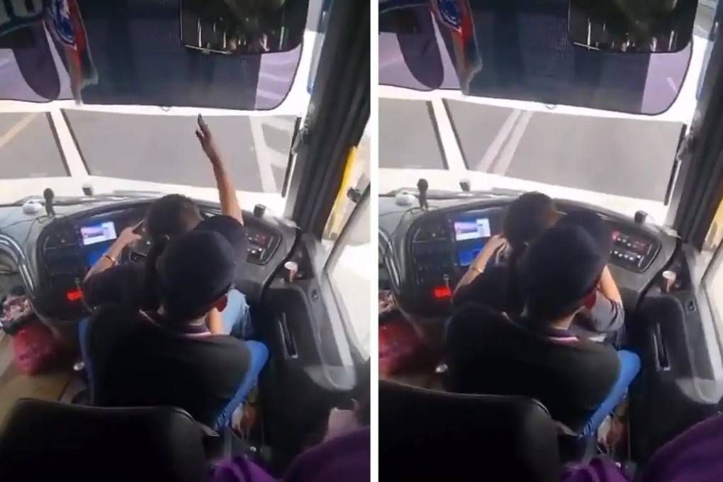 Melaka police are seeking a bus driver filmed driving with a woman on his lap. Photo: The Star