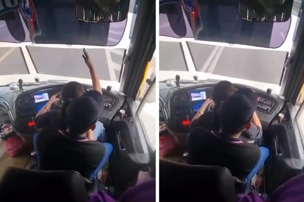 Melaka police are seeking a bus driver filmed driving with a woman on his lap. Photo: The Star