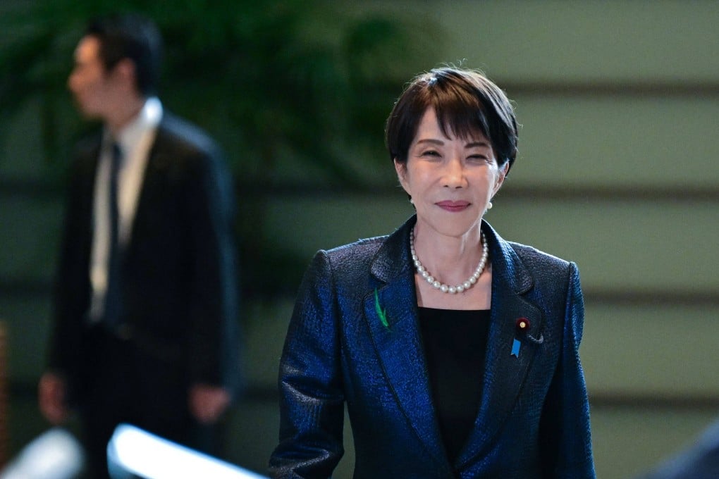 Japan’s Prime Minister Sanae Takaichi arrives to a press conference at the Prime Minister’s Office in Tokyo on Wednesday. Photo: AFP