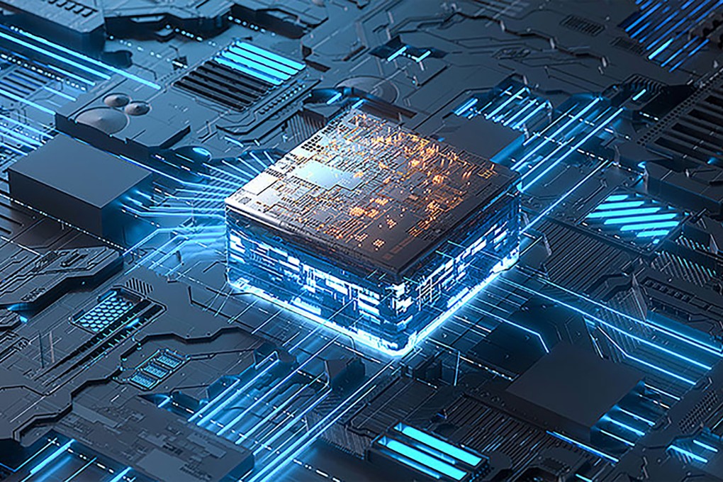 An illustration of Lightelligence’s optical network on a chip. Photo: Handout