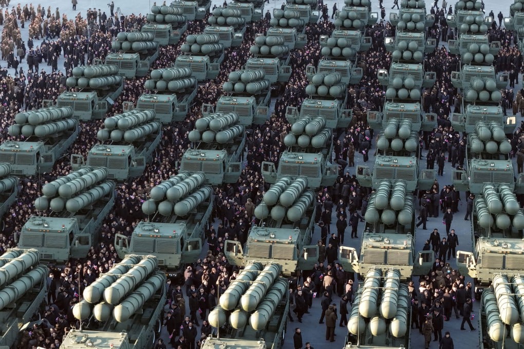 Nnew launch vehicles for nuclear-capable short-range missiles during a military ceremony in Pyongyang, North Korea, in February. Photo: Korean Central News Agency/Korea News Service via AP