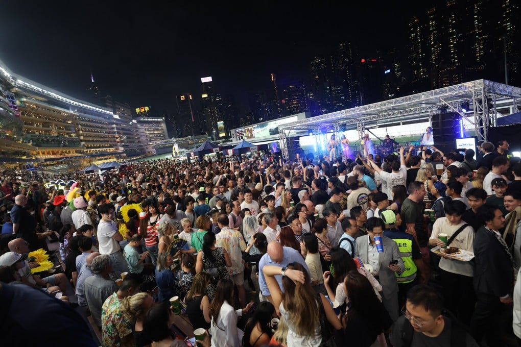 Tribute act Babba perform during the Wednesday night meeting at Happy Valley Racecourse. Photo: Edmond So