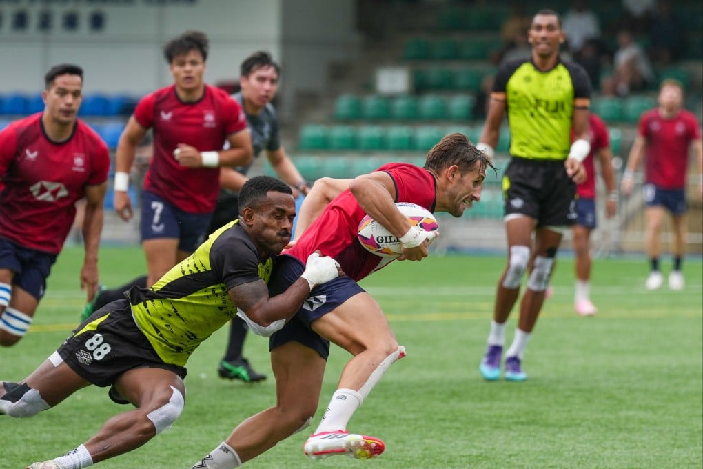 Bryn Phillips goes on the charge during a practice match against Fiji last week. Photo: Karma Lo