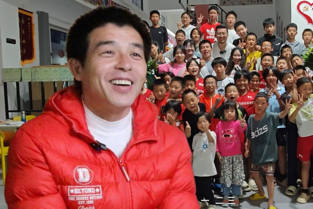 China’s “Superdad” Bai Jian, a secondary school physical education teacher, used his salary and loans to build a “marathon dream home” and adopted more than 300 underprivileged children. Photo: SCMP composite/Sohu/Bilibili
