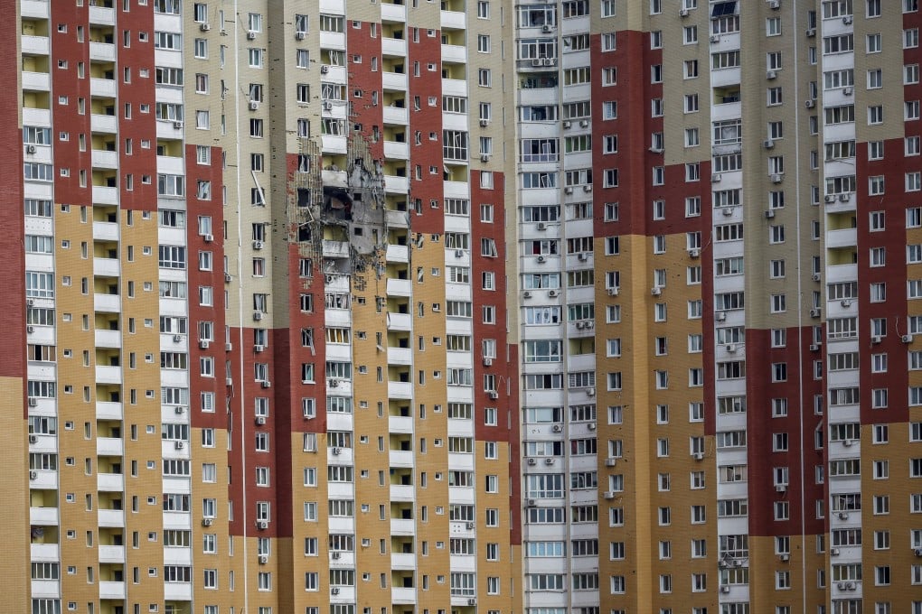 A residential building in Kyiv damaged in a Russian drone strike. Photo: Reuters