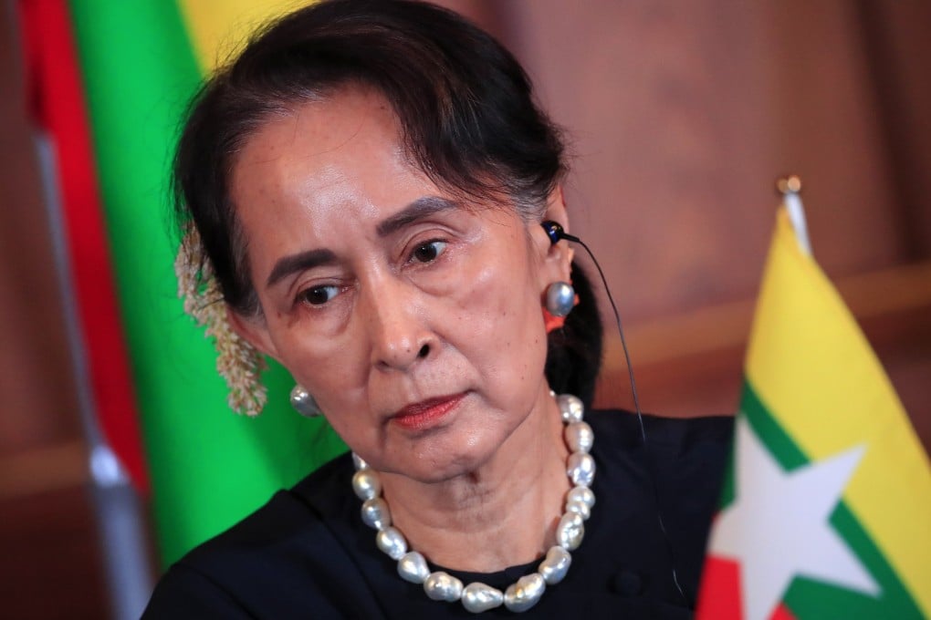 Aung San Suu Kyi attends a press conference at the  Akasaka Palace State Guest House in Tokyo on October 9, 2018. Photo: EPA-EFE
