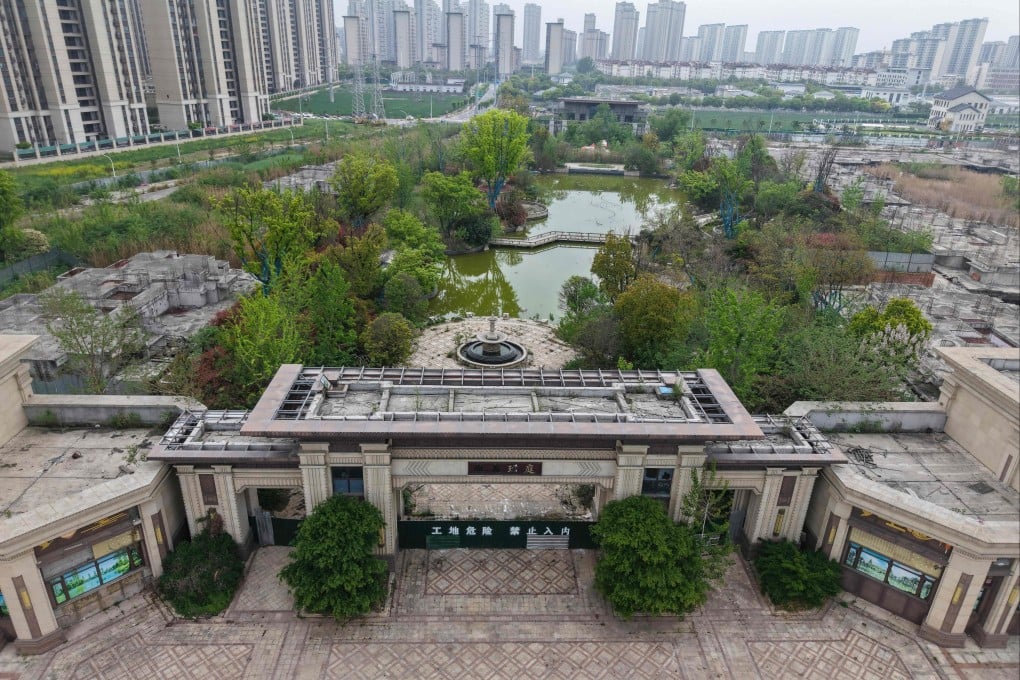 An abandoned Evergrande construction project is seen on Tuesday in China’s Anhui province. The founder of the Chinese property giant has pleaded guilty to charges of fraud and bribery, a court said on Tuesday. Photo: AFP
