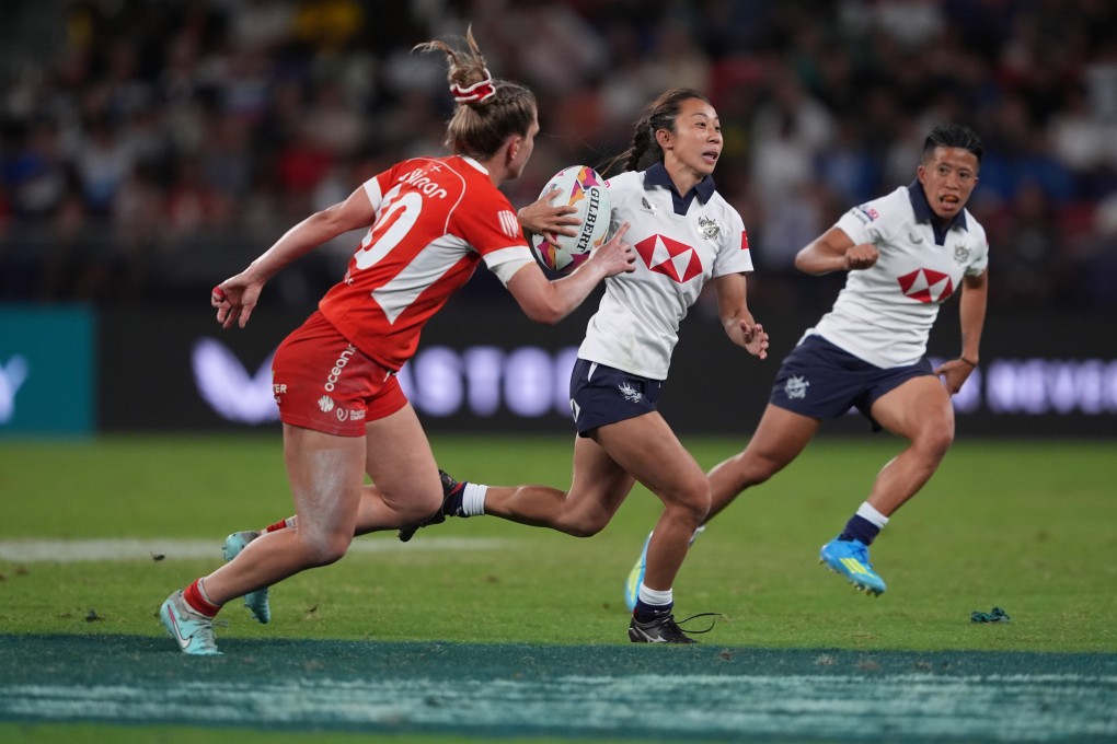 Veteran  Chong Ka-yan scored two tries to rescue Hong Kong from a 0-14 deficit against Denmark on day one of the Melrose Claymores tournament on Friday. Photo: Elson Li