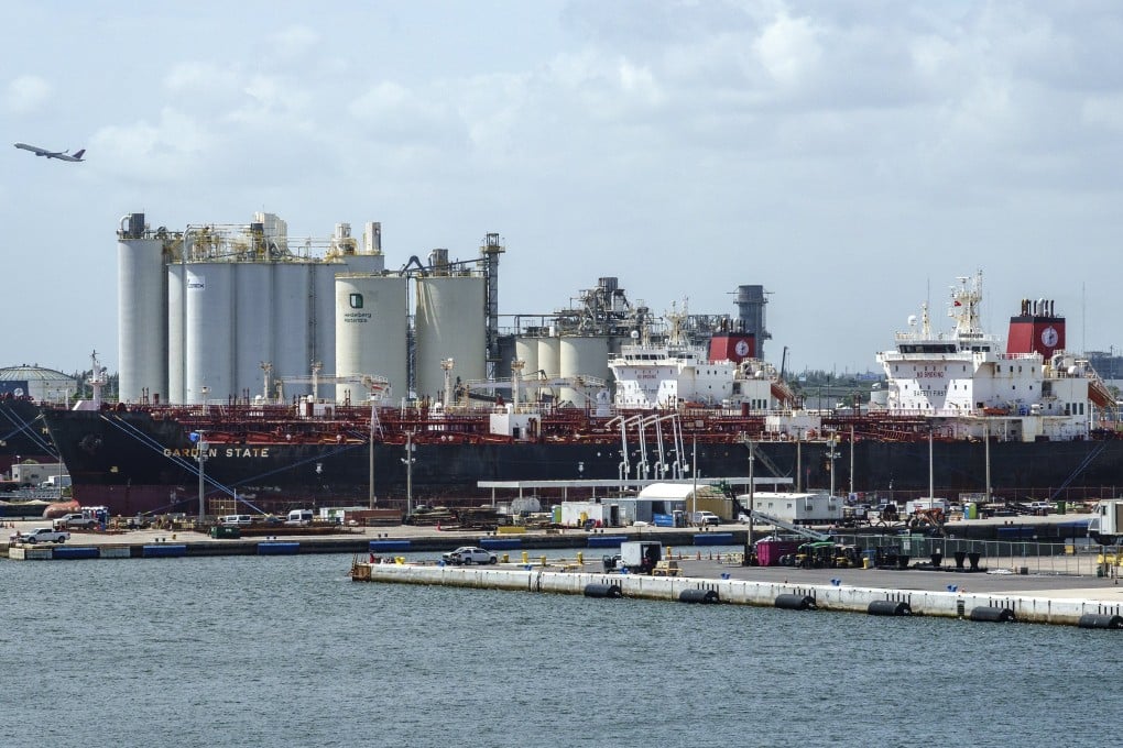 Tankers dock at the Port Everglades in Fort Lauderdale, Florida, on Tuesday. Photo: EPA