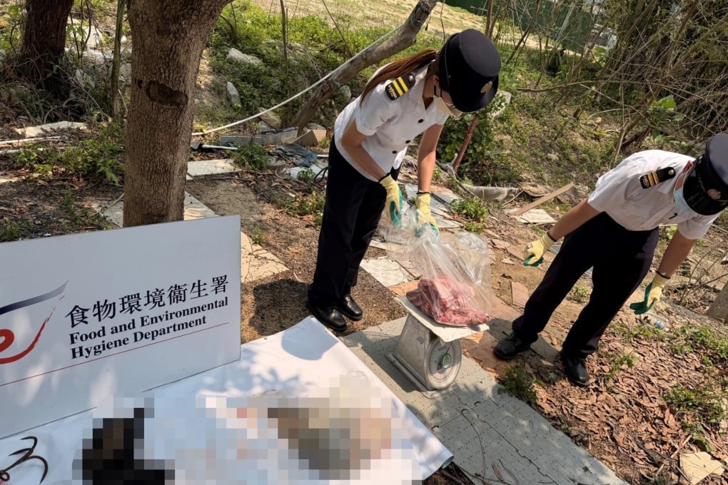 Officers from the Food and Environmental Hygiene Department seized 7.4kg of goat meat and offal with an estimated market value of HK$3,000. Photo: Handout
