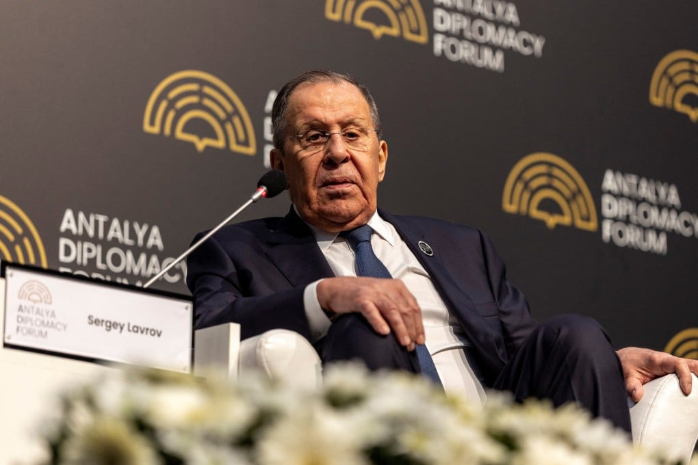 Russian Foreign Minister Sergei Lavrov speaks during a session at Antalya Diplomacy Forum in Antalya, Turkey on Saturday. Photo: Reuters