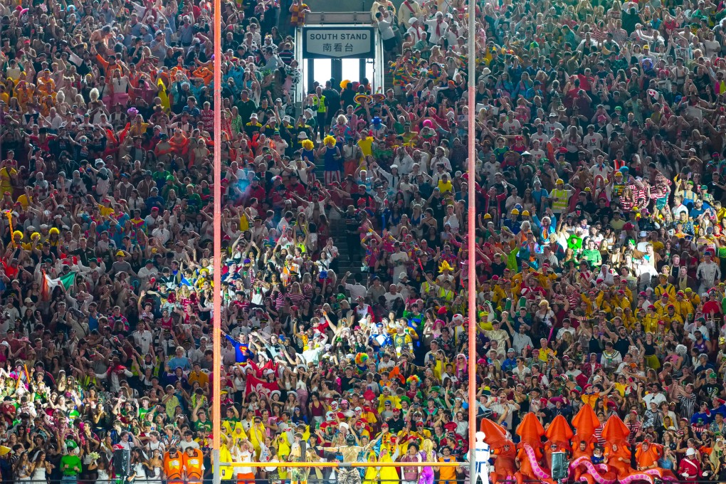 Tens of thousands of rugby fans pack Kai Tak Stadium on the second day of the Hong Kong Sevens on Saturday. Photo: Karma Lo