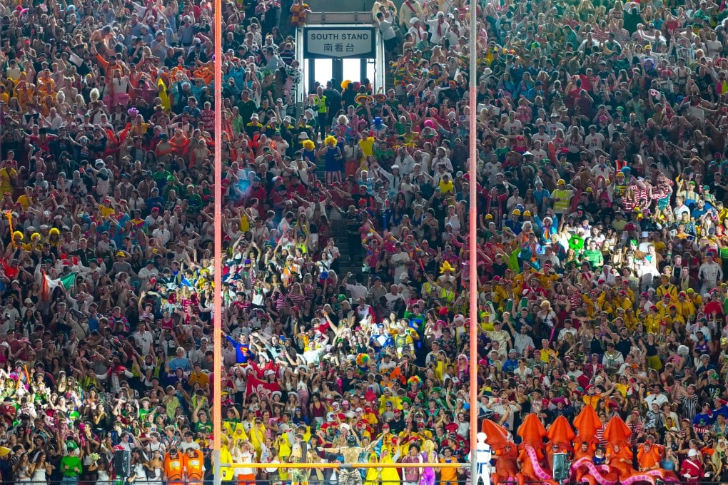 Tens of thousands of rugby fans pack Kai Tak Stadium on the second day of the Hong Kong Sevens on Saturday. Photo: Karma Lo