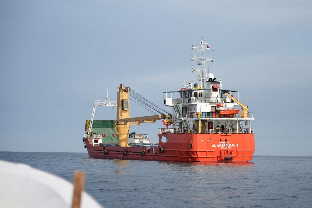 A vessel is seen at the Strait of Hormuz, off the coast of Oman’s Musandam province, on Sunday. Photo: Reuters