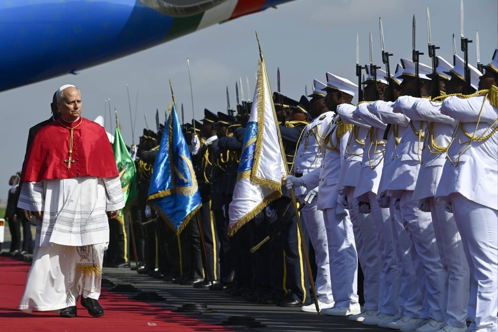 Pope Leo arrives at Luanda International Airport in Angola on Saturday. Photo: IPA via ZUMA Press/dpa