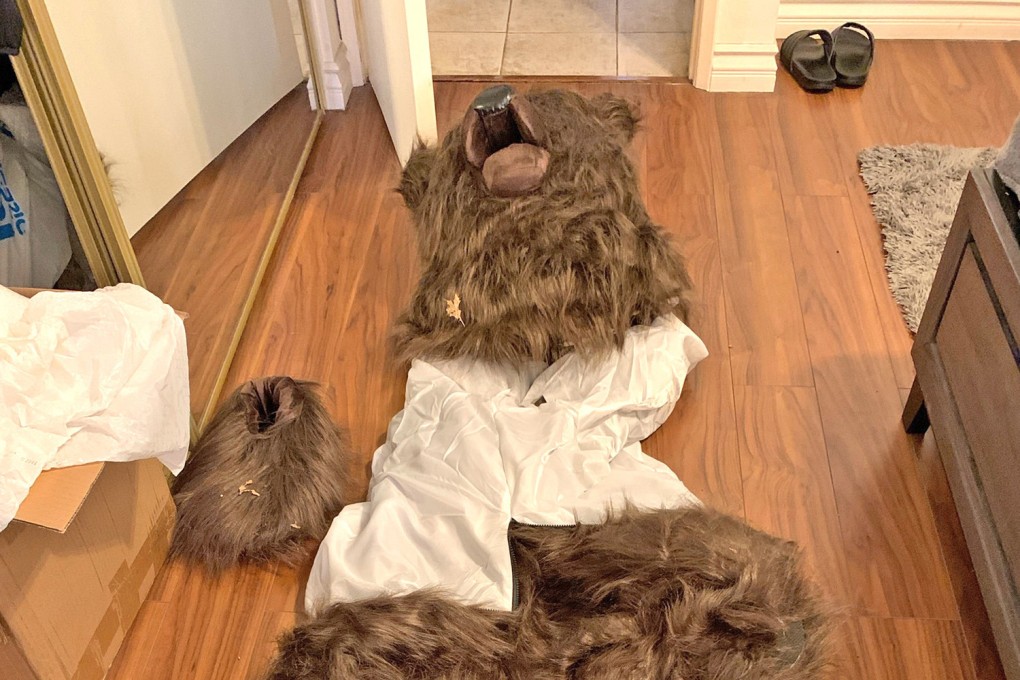 A bear suit is part of the evidence that has been used to convict three people for staged attacks on luxury cars for insurance payouts. Photo: California Department of Insurance/TNS