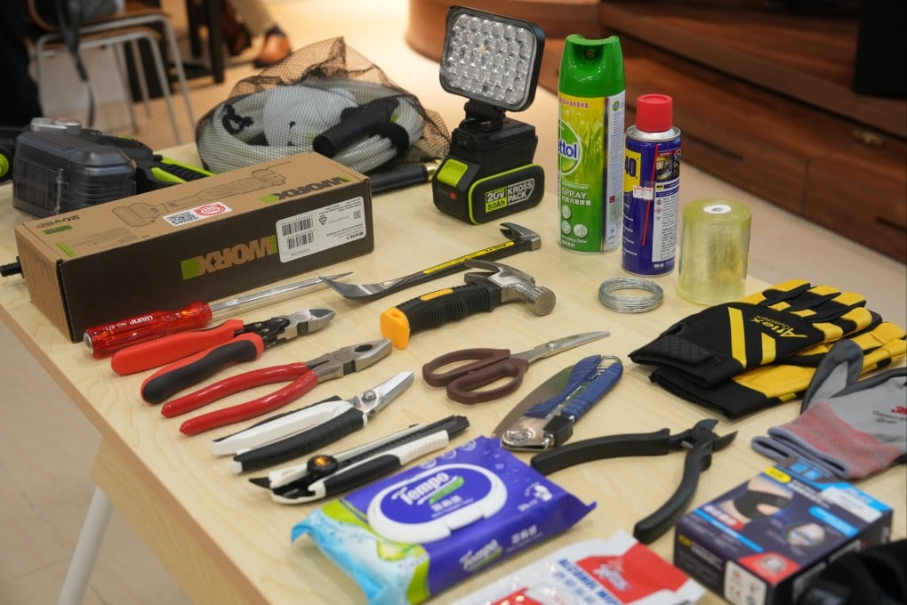 Some of the tools residents can consider taking with them when they return to their flats in Wang Fuk Court. Photo: Sam Tsang