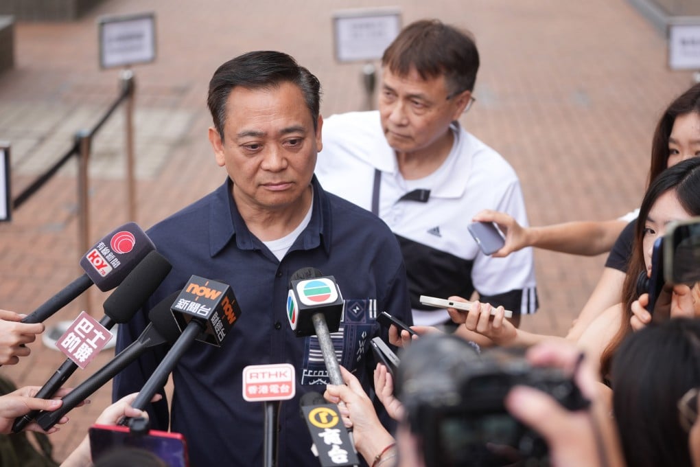 Jason Kong talks to the press after his testimony. Photo: Elson Li