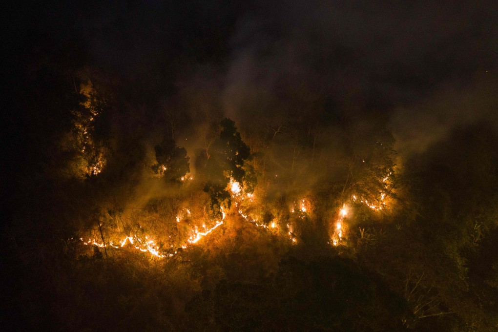 Smoke rising from a hillside wildfire in Chiang Mai, Thailand, earlier this month. Photo: AFP