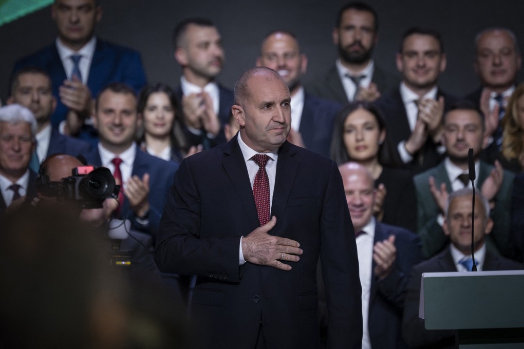 Former Bulgarian president Rumen Radev attends a pre-election event of his political coalition “Progressive Bulgaria” in Sofia on Thursday. Photo: TNS