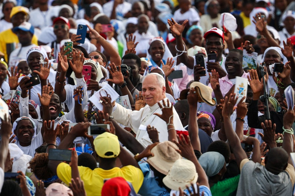 Pope Leo amid faithful in Muxima, Angola on Sunday. Photo: Reuters