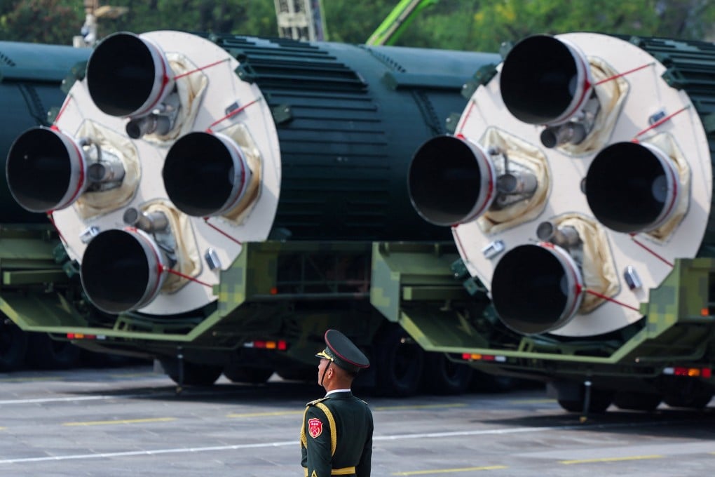 DF-5C nuclear missiles are displayed during a military parade in Beijing in September 2025. Photo: Reuters