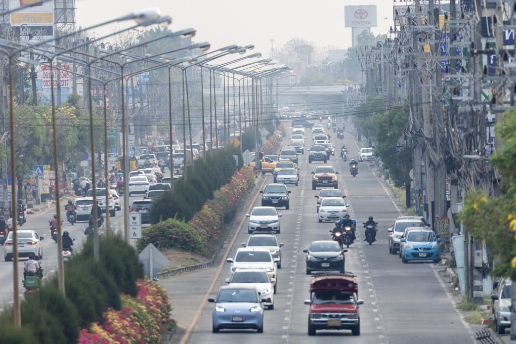 Motorists drive along a road in Chiang Mai, northern Thailand, on April 6. Thailand has ordered its civil servants to work from home amid the energy crisis. Photo: EPA
