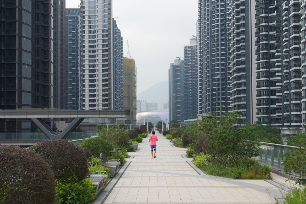A person enjoys a run in the Kai Tak Sky Garden on March 31. Photo: Sam Tsang