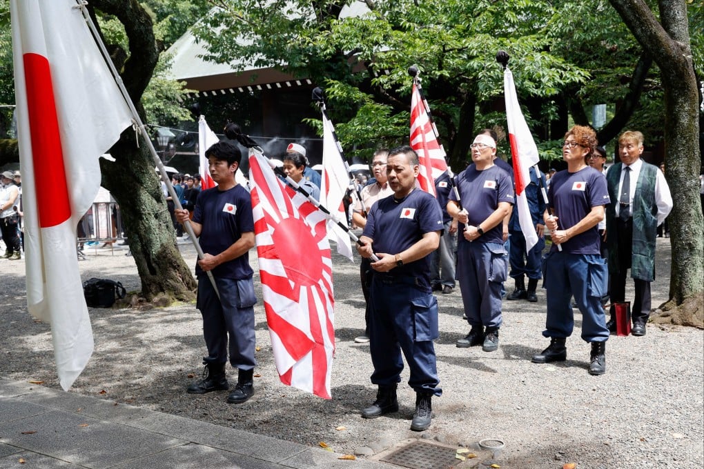 Japanese nationalists visit Tokyo’s Yasukuni shrine during the 79th anniversary of Japan’s surrender in World War II in 2024. Photo: dpa