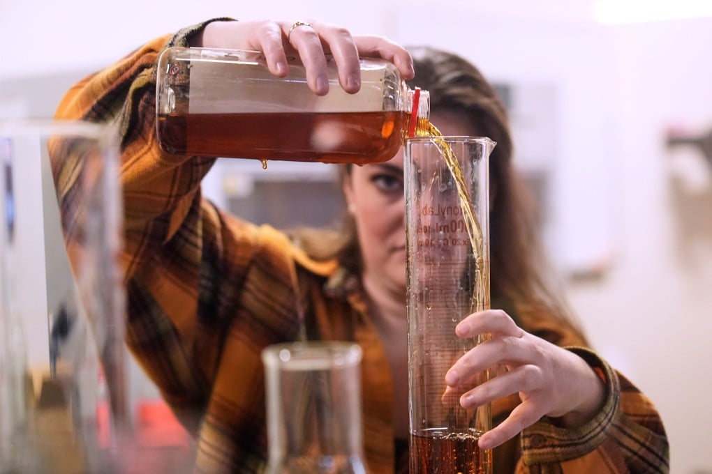 Meghan Ireland blends whiskey in the lab at the WhistlePig whiskey distillery in Shoreham, in the US state of Vermont. Photo: AP