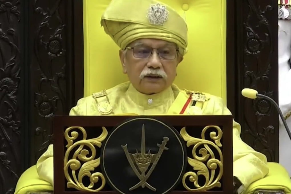 Tuanku Muhriz Tuanku Munawir, the ruler of Negeri Sembilan, speaks during the opening of the Negeri Sembilan state assembly in Seremban, Malaysia, on Thursday. Photo: YouTube