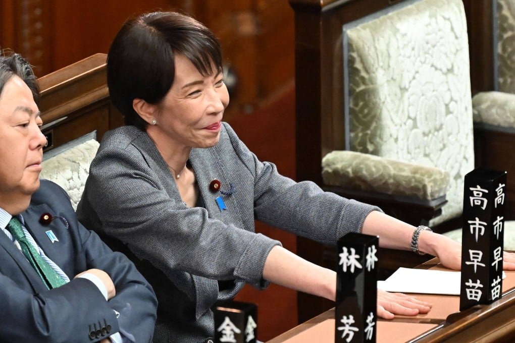 Japan’s Prime Minister Sanae Takaichi during a plenary session of the House of Representatives in Tokyo on Thursday. After winning her ruling party’s leadership election in October, she vowed to “work, work, work, work and work”. Photo: AFP