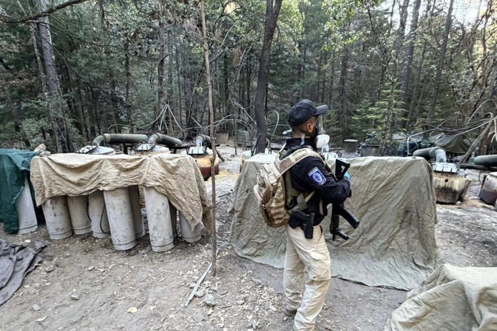 A camp and drug laboratory in a mountainous area near Guachochi, in Chihuahua state, Mexico. Photo: Chihuahua Attorney General’s Office via AFP
