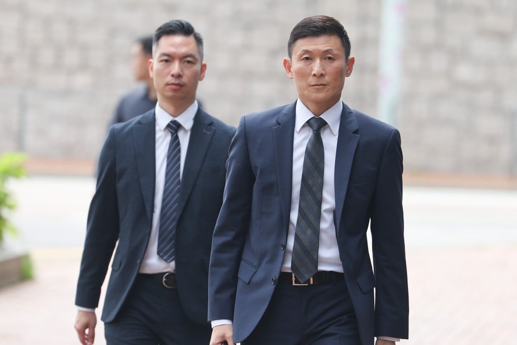 Derek Chan (right) arrives at City Gallery in Central for the hearing. Photo: Edmond So