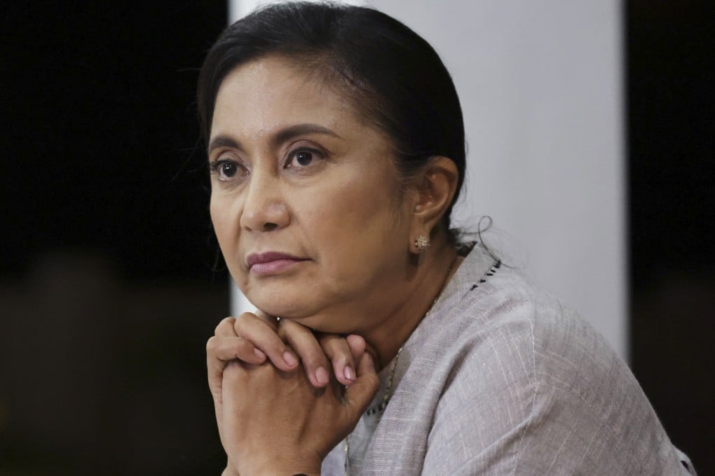 Leni Robredo gives a post-election statement from her home in Magarao, Camarines Norte, on May 10, 2022. Photo: Office of the Vice President/AP)