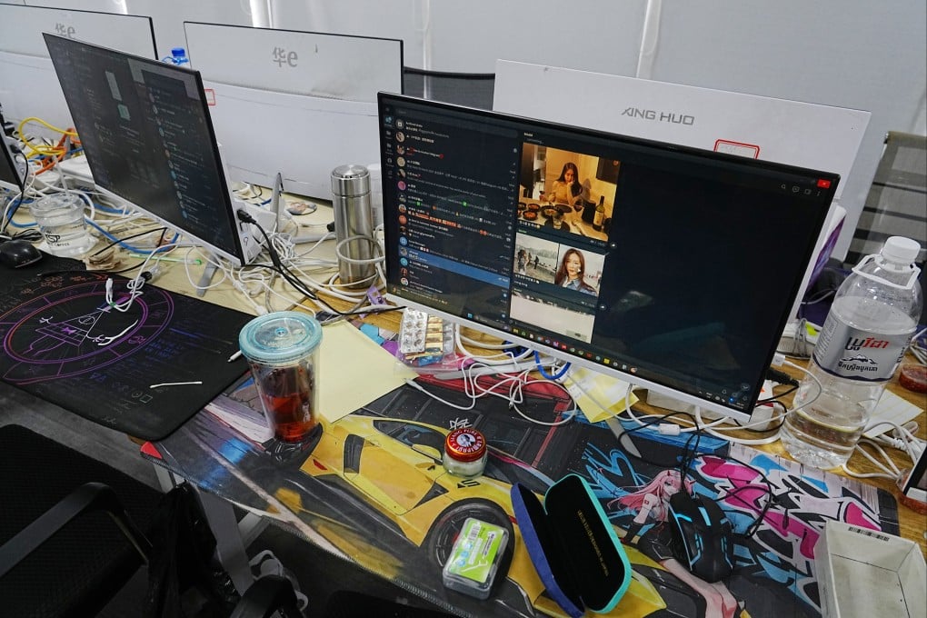 Equipment used at a scam centre in Phnom Penh in March. This year Cambodia has conducted the largest crackdown on scam bases since the crisis emerged during the pandemic. Photo: AP