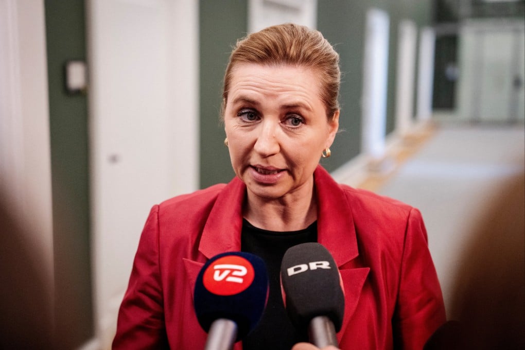 Denmark’s acting Prime Minister Mette Frederiksen in front of the Prime Minister’s Office in the Danish Parliament in Copenhagen on April 7. Photo: via Reuters