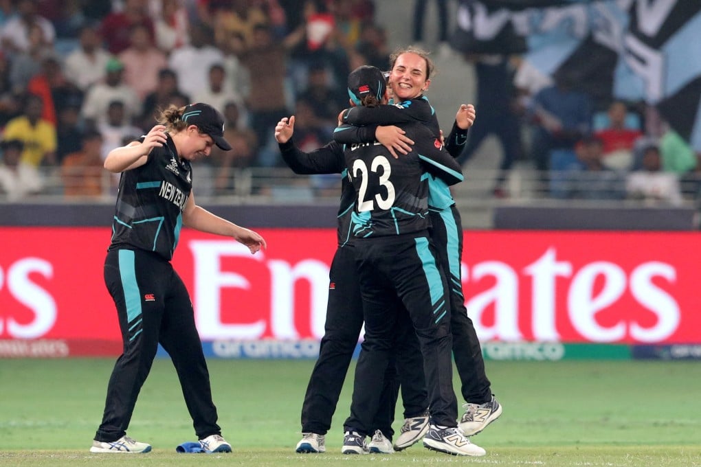 Current New Zealand skipper Amelia Kerr embraces Suzie Bates after taking a wicket during the White Ferns’ 2024 T20 World Cup final win over South Africa. Photo: Reuters