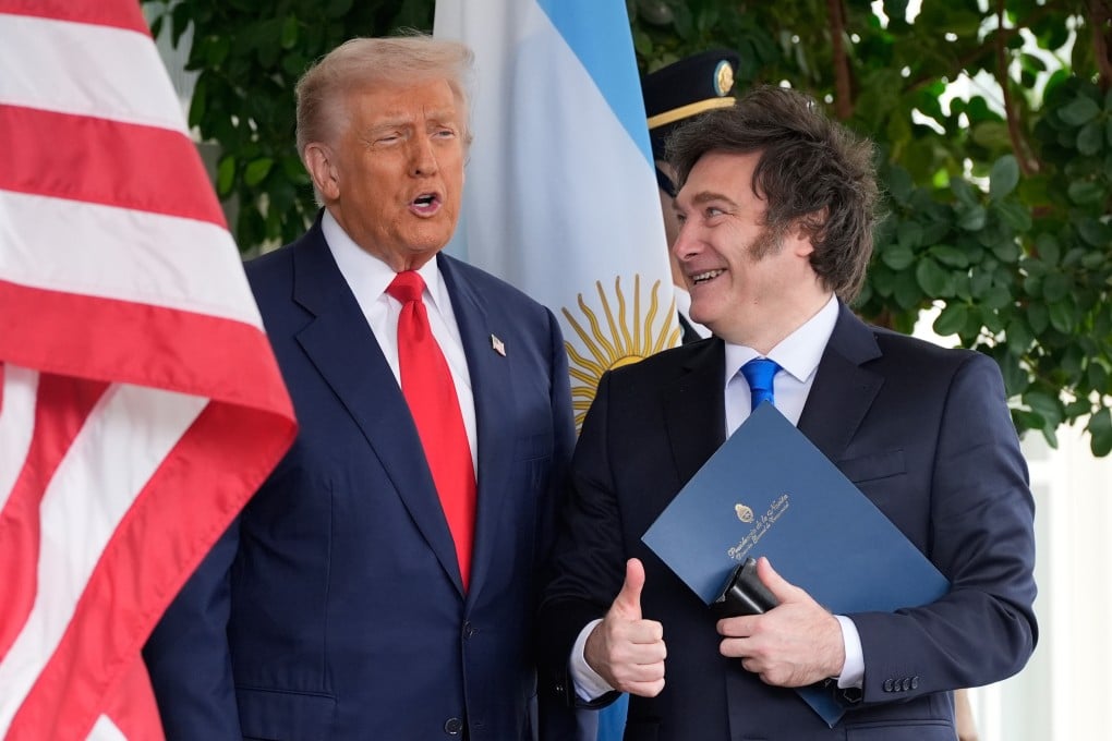 US President Donald Trump greets Argentina’s President Javier Milei at the White House in October. Photo: AP