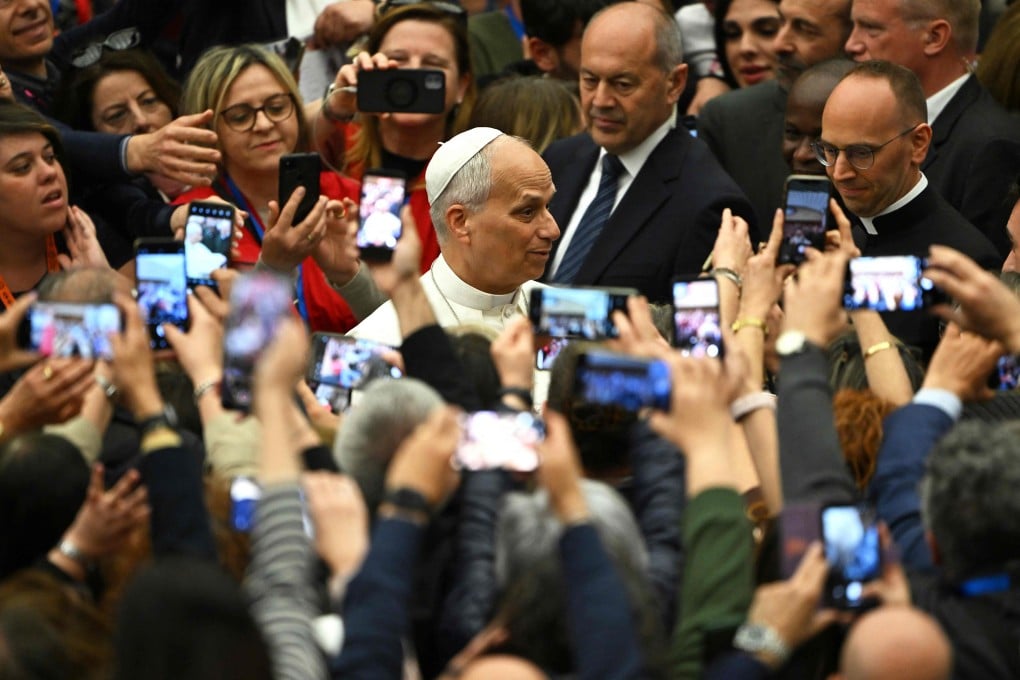 Pope Leo during a private audience with participants in the National Meeting of Catholic Religion Teachers in the Vatican on Saturday. Photo: AFP
