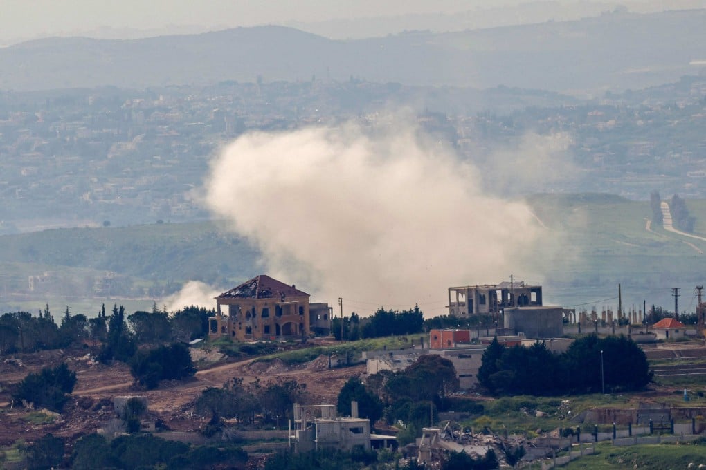 Smoke rises over the southern Lebanese village of Taybeh on Saturday. Photo: AFP