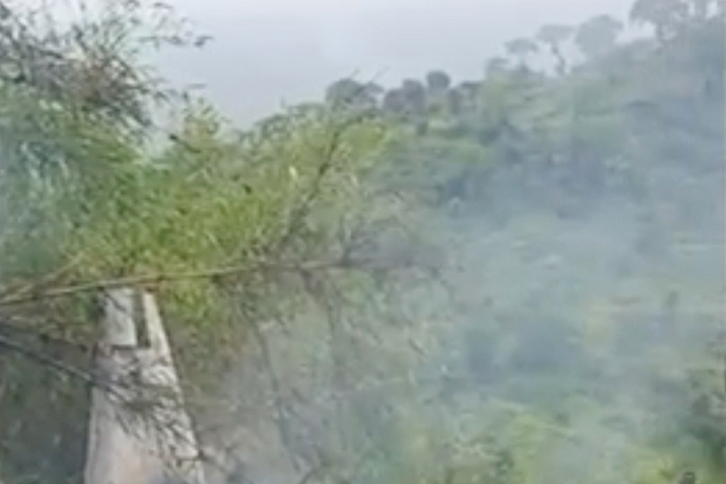 Video image shows the wreckage of a Cessna aircraft after it crashed southwest of Juba, South Sudan on Monday. Photo: AP