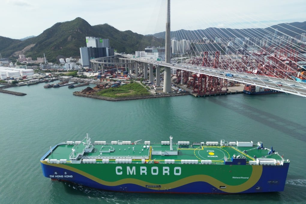 The CM Hong Kong docking in Tsing Yi in 2025. Hong Kong completed its first green methanol bunkering operation in March 2026, supplying biomethanol and fossil methanol to the ship. Photo: Dickson Lee