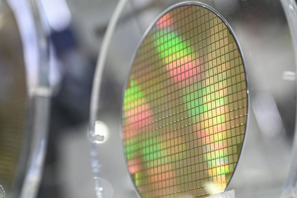 A silicon wafer sample is on display during the Semicon China semiconductor exhibition in Shanghai on March 25, 2026. Photo: AFP