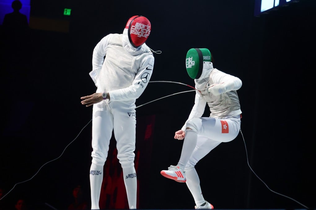 Ryan Choi (right) competed in the inaugural World Fencing League in front of almost 6,000 spectators in Los Angeles on Sunday. Photo: Getty Images