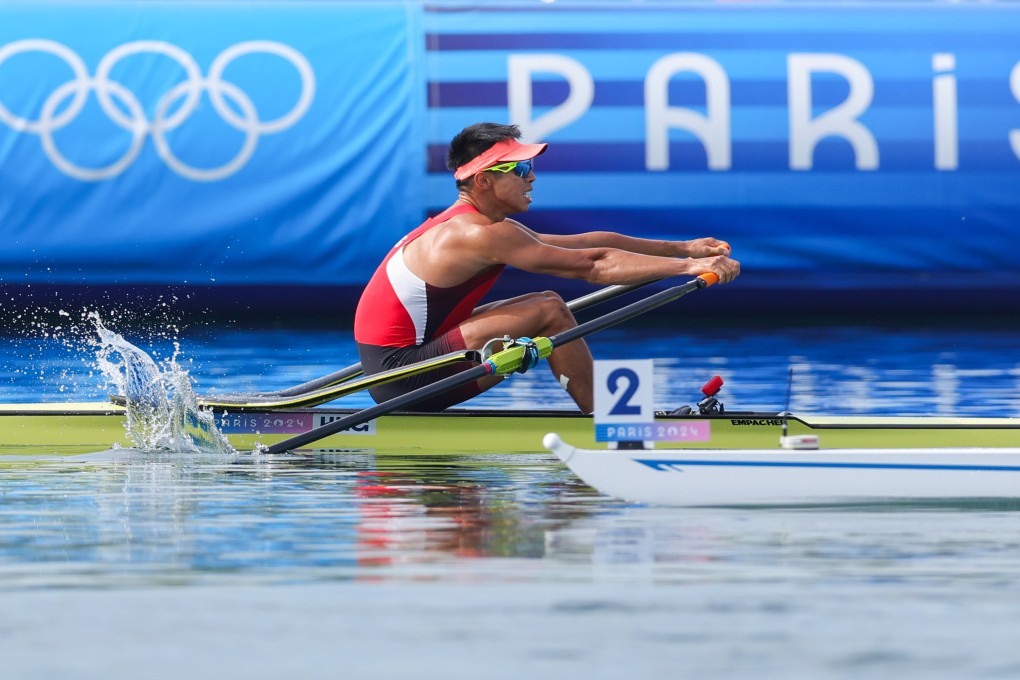 Chiu Hin-chun, here at the 2024 Olympics, won gold in the men’s lightweight single sculls A final in South Korea. Photo: Xinhua