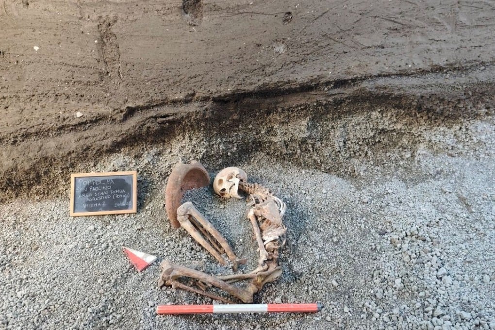 The remains of a victim of the AD 79 eruption of Mount Vesuvius. Photo: Italian Culture Ministry via AP