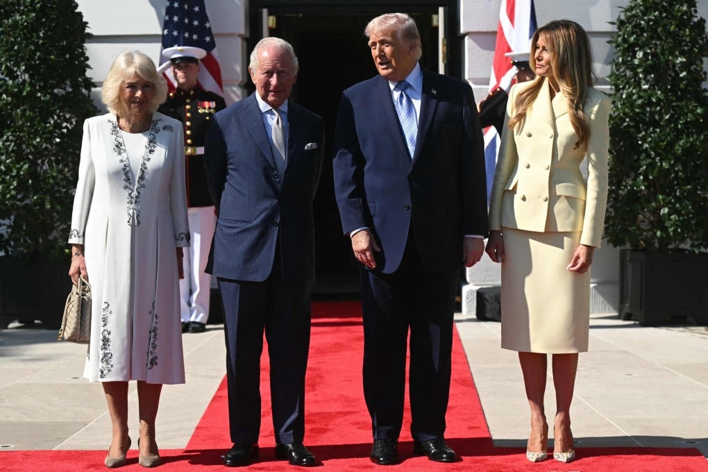 US President Donald Trump and first lady Melania Trump welcome King Charles and Queen Camilla to the White House. Photo: AFP