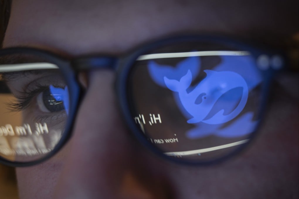 DeepSeek’s logo is reflected in the glasses of a student.  The company recently released its V4 model. Photo: Getty Images